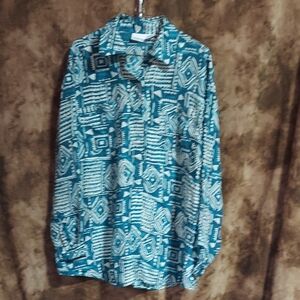 Newport News Size Large Silk Long Sleeve Shirt Inv453